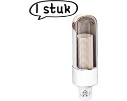 1 artikel - Bekerdispenser - Stofdichte wandhouder voor papieren bekers - Opbergrek voor bekers zonder boren - Ontwerp voor één beker - Wit