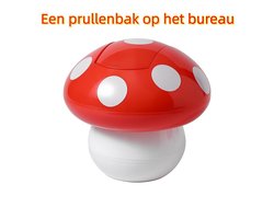 1 artikel - Bureau-prullenbak - Geschikt voor thuisgebruik - Multifunctioneel - Schattig - Creatieve mini-paddenstoel - Prullenbak met schuddeksel - Rood