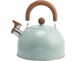 1 artikel - Fluitende theepot voor op het fornuis - Fluitende theepot voor inductiekookplaat - Theepot van roestvrij staal - Met handvat - Praktisch - Kookt heet water - Blauw - 3L - Geschikt voor woonkamer, tuin, keuken
