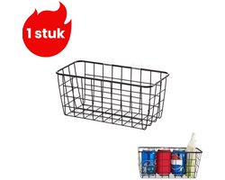 1 artikel - Hangmand van smeedijzer voor huishoudelijk gebruik - Geen boren nodig, opbergmeubel voor keuken en badkamer - Multifunctionele wandplank voor aan de muur - Inclusief 2 klevende haken - Zwart