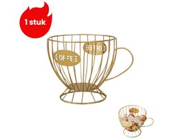 1 artikel - Opbergrek voor snacks en snoep - Displayrek voor koffiezaak - Houder voor koffiecapsules voor thuis - Goud