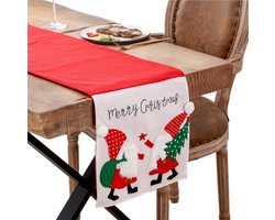 1 artikel - Tafelloper met kerstmanmotief - geborduurd - Tafelkleed voor de eettafel - Placemat voor de feestdagen - rood