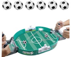 1 artikel - Tafelvoetbalspel - Mini-tafelvoetbalspel - Interactief binnenspel voor thuis - Indoor minivoetbal - Voetbal Flipper - Groen - Wordt geleverd met 6 voetballen - Geweldig als bedankje voor kinderfeestjes, kerstcadeaus en vakantiecadeaus