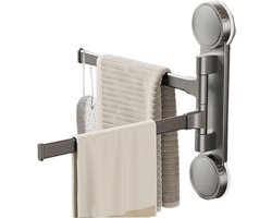 1-delige handdoekhouder voor aan de muur - 27×33 cm - Draaibaar - Staaf van aluminiumlegering - Geschikt voor keukens, badkamers, hotels, balkons, wasruimtes, logeerkamers, woningen en doucheruimtes; handig voor opslag en organisatie - Gunmetal Grey