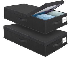 1-delige Opbergbak Met Deksel Voor Onder Het Bed, Opvouwbare Extra Grote Opbergdoos Voor Kleding En Stoffen, Stof- En Vochtbestendig, Handvat Voor Gemakkelijk Verschuiven, Onmisbaar Voor Het Opbergen Van Kleding, Schoenen, Dekens En Kussens, Zwart