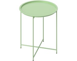 1-delige tuintafel – Ronde bijzettafel voor buiten – Staal – Met afneembaar blad – Opvouwbaar ontwerp – Terrastafel – Groen
