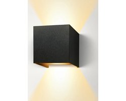 1-delige wandlamp voor binnen en buiten, 12W LED waterdichte moderne wandlamp, verstelbare stralingshoek, warm licht, zwarte buitenlamp