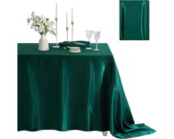 1 effen kleuren tafelkleed, satijn polyester tafelvlag, polymeer feest kerstmis verjaardag hotel tafelkleed, bruiloft decoratie, 152*213CM, donkergroen