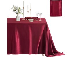 1 effen kleuren tafelkleed, satijnen polyester tafelvlag, feestfeest kerstmis verjaardag hotel tafelkleed, bruiloft decoratie, 152*213CM, wijnrood