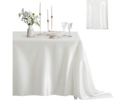 1 effen kleuren tafelkleed, satijnen polyester tafelvlag, polymeeting feest kerstmis verjaardag hotel tafelkleed, bruiloft decoratie, 152*213CM, naturel