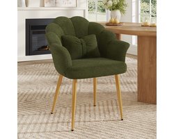 1 Fauteuil - gouden metalen poten - teddy fleece bekleding - groen