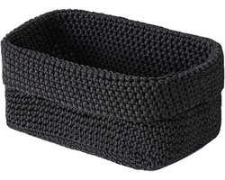 1 Geweven opbergmand - Plastic opbergdoos/mand - Toiletpapiermand - Perfect voor woonaccessoires - Slaapkamer - Kinderkamer - Woonkamer - Hal - Zwart (21 cm * 13 cm * 15,5 cm)