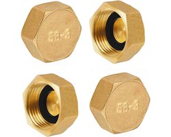 1 inch messing dop slangdoppen zeskant 4 stuks verwarming blinde stoppen met afdichting eindkap met binnendraad afsluitdop eindkap met sluitringen