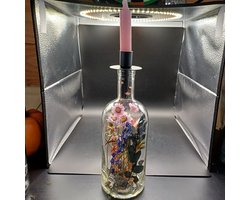 1 Kaarsenhouder met droogbloemen - droogbloemen in glas - cadeau - woondecoratie - decoratie - interieur - fleurig - kleurrijk - vintage - droogbloemen boeket - droogbloemen met vaas