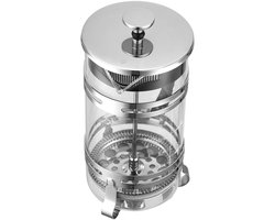 1 liter French Press-koffiezetapparaat, koffie- en theezetapparaat van borosilicaatglas met roestvrijstalen filter, grote glazen pers voor cold brew, kamperen, reizen, thuis en in de keuken, zilverkleurig