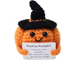 1 Oranje Inspirerende Haakpop - 7×9 cm - Inspirerende Woondecoratie - Inspirerende Pompoenvorm - Bureaudecoratie - Geschikt voor Boekenplanken, Nachtkastjes, Kantoren en Halloween