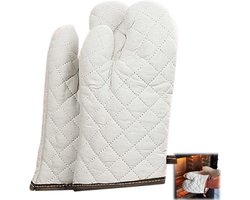 1 paar - Hittebestendige handschoenen - Handschoenen tegen verbranding - Bakhandschoenen - Ovenhandschoenen - Keukengereedschap - Geschikt voor thuis, in restaurants, in de oven en magnetron - Wit - 17*37,5 cm
