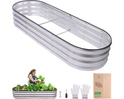1-Pack Moestuinbak – 180 x 60 x 30 cm - Kweekbak Metaal – Plantenbakken & Kruidenbakken voor Buiten en Binnen – Kweektafel – Verhoogde Moestuintafel – Moestuin bak – Kruidenbak – Plantenbak – Bloembakken – Inclusief Gereedschap & Tuinhandschoenen