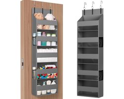 1 Pack Over the Door Organize, 5 Shelves Clear Window Hanging Storage with 4 Mesh Side Pockets, for Pantry/Nursery/Bathroom/Bedroom/Kitchen/Dormitory/Motorhome