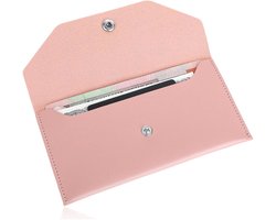 1 pakket PU-lederen geldenveloppen, herbruikbare envelopportemonnee, geldverdeler voor studenten, kantoormedewerkers, dames en meisjes (roze)