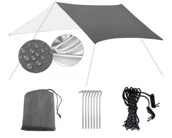 1 pcs Camping Rain Cover PU 1500mm Waterproof Tarp Rain Fly Tent Canopy Parasol Survival Shelter All Weather for Outdoor Hiking and Camping Equipment (3m x 3m) - grijs - 300*300cm