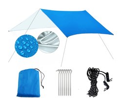1 pcs Camping Rain Cover PU 1500mm Waterproof Tarp Rain Fly Tent Canopy Parasol Survival Shelter All Weather for Outdoor Hiking and Camping Equipment (3m x 3m) - blauw - 300*300cm