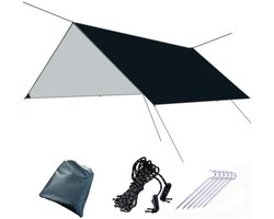 1 pcs Camping Rain Cover PU 1500mm Waterproof Tarp Rain Fly Tent Canopy Parasol Survival Shelter All Weather for Outdoor Hiking and Camping Equipment (3m x 3m)