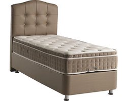 1 persoons Boxspring met opbergruimte – 90x200 boxspring met opbergruimte Taupe