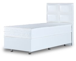1 persoons Boxspring wit met opbergruimte + Pocketvering matras