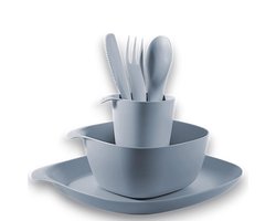 1-persoons Campingserviesset van onbreekbaar plastic - 3-delig met borden, kom, beker en bestek