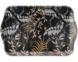 1 persoons dienblaadje - Dienblad - Luxury Leaves Black - Voor 1 kopje - Ambiente - serie luxe bladeren zwart - melamine - tray