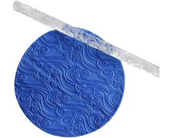 1 piece Clear Embossing Acrylic Clear Rolling Pin Sea Wave Effect Texture Cake Decorating Baking Rolling Pin Baking - ShopVlot