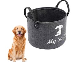 1 Piece Dog Toy Storage Box, Felt Toy Storage Box, Dog Play Basket with Handle, 32 x 23 cm, Deep Grey, for Organizing - ShopVlot