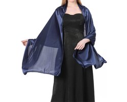 1 satijnen sjaal, zijden polyester sjaal, bruiloft decoratie, avondjurk sjaal, dames bruiloft partij, elegante zachte doek polyester sjaal, 65*220cm, tibetaans blauw