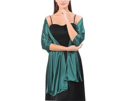 1 satijnen sjaal, zijden polyester sjaal, bruiloft decoratie, avondjurk sjaal, dames bruiloft partij, elegante zachte doek polyester sjaal, 65*220cm, donkergroen