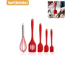 1 set (5 stuks) - Bakbenodigdheden - Siliconen keukengerei - Hittebestendig - Antiaanbaklaag - Pannenveilig - Kookspatel - keukengereedschap - Geschikt voor gebruik in de keuken - Rood