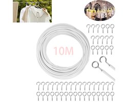 1 set Gordijnkabel - Gordijn spiraal draad - Gordijn spiraal draad - 10m - Spiraaldraad set - met 25 schapenoogcirkels en 25 vraagtekenspijkers - Voor gordijnroedes en douchegordijnen