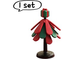 1 set - Kerstboom siliconen onderzetter - Huishoudelijke onderzetter, warmte-isolatiemat, placemat, pannenlap, siliconen matras - 3 placemats + 1 standaard - Rood