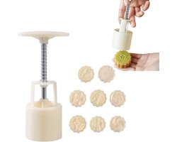 1 set - Maancakevormpjes - Handmatig persen - Koekjesvorm - Gebakvorm - 5 x 14 cm - Geschikt voor thuisbakkers - Wit
