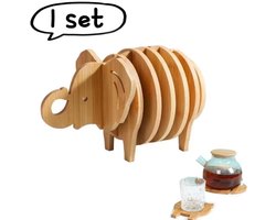 1 set - Onderzetters - Hittebestendige houten placemats - Hittebestendige placemats - Geschikt voor borden en kommen - Licht houtkleur