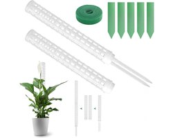 1 Set – Sphagnum-mosstok / Mossteun – Hoogte 25 cm – Klimplantsteun (Kokos-/Pothosstok) – Inclusief 2 stokken, 5 labels en 1 klittenbandstrip – Wit