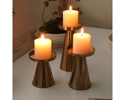 1 Set van 3 IJzeren Kunst Conische Kaarsenhouders, Koper