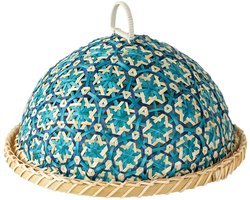 1 set - Voedselafdekking van rotan - Beschermende gaasstructuur - Stofhoes voor tafel - Picknickhoes - 26*26*18 cm - Geschikt voor picknicks thuis - Blauw