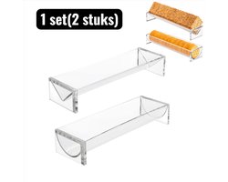 1 set(2 stuks) - Taartplateaus - Etagères - Doorzichtige Acrylaat Display Rechthoek - Etagère voor Koekjes en Desserts - Serveerplateau voor Bruiloft - Feest en Winkel - U- en V-vormen
