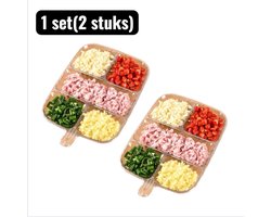 1 set（2stuks）- Serviessets - Meal Prep Bord met Verdelingen - Multifunctioneel voor Groenten, Fruit, Dip en Saus - Ruimtebesparend Opbergschaal voor Keuken en BBQ - Vijf vierkanten - Transparant