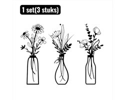 1 set（3 stuks） - Decoratie - Wandborden - Metaal Wand Vazen - 3D Muur Decoratie - Industrieel of Modern Design voor Woonkamer en Slaapkamer - Zwart