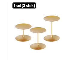 1 set（3 stuks） - Kandelaars -Mat Zwart Metaal Kaarshouder - Industriële Kandelaar voor Dikke Kaarsen en Theelichtjes - Vintage Tafel Decoratie met Opvangschotel - Goud
