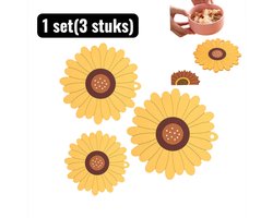 1 set(3 stuks) - Placemats - Onderzetters - Zonnebloemmotief - Schattige Japanse Placemats – Hittebestendige PVC Onderzetters voor Borden, Kommen en Kopjes – Waterafstotende Tafelmatten voor Dagelijks Gebruik - Geel