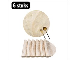 1 set（6 stuks） - Placemat - Placemats - Onderzetter - Ronde PVC Placemat - Onderlegger - Waterdichte Placemat met Veren Design- Waterdichte & Anti-Slip Onderlegger voor Tafel - Goud