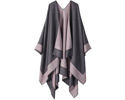 1 Sjaal voor dames - Elegante gebreide cape - Open poncho - Sjaal - Deken - Vest - Geschikt voor lente, herfst en winter - Oudroze